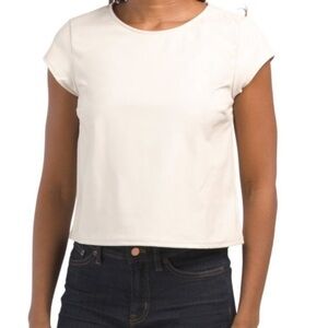 Rewash Faux Leather Front Cream Top